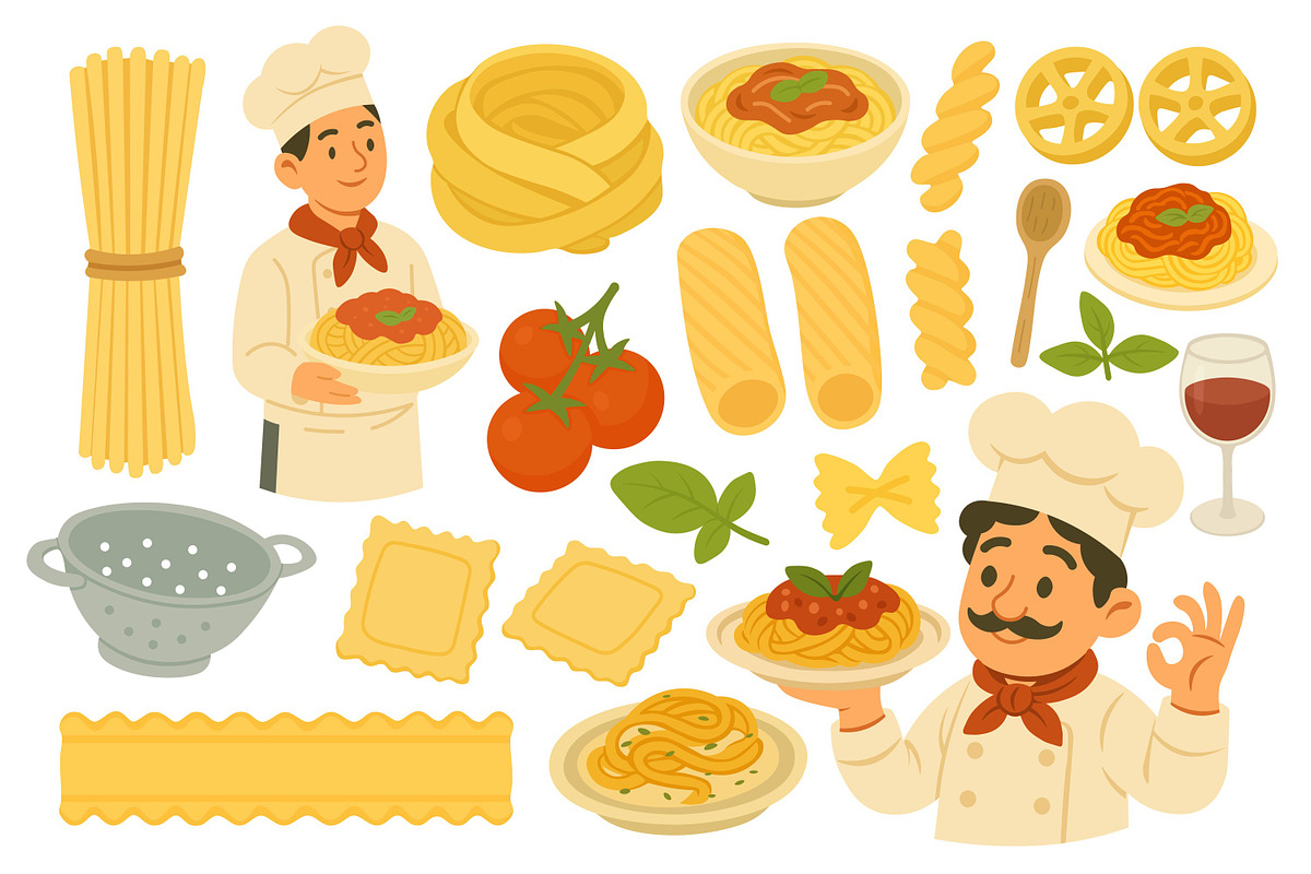 Pasta Set, a Food Illustration by ananastya (Photo 4 of 8)