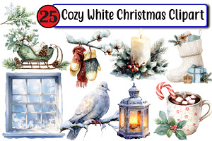 Cozy White Christmas Clipart, an Illustration by Design Market
