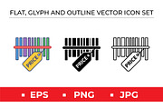 Barcode Price Tag Icons Set, an Outline Icon by Artonix (Thumbnail 1 of 2)