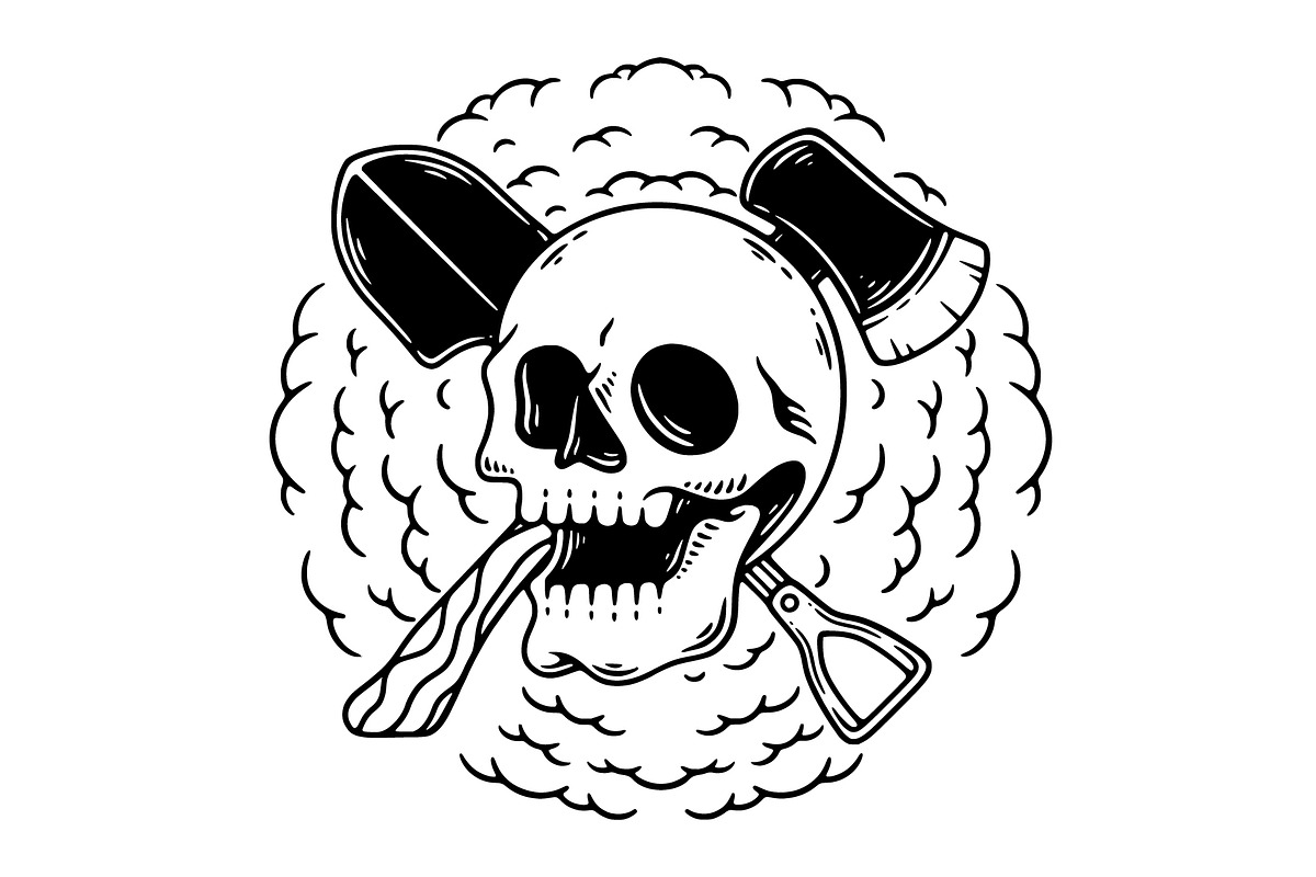 Gravedigger Skull Illustration, an Object Illustration by Decoconio Design (Photo 2 of 3)