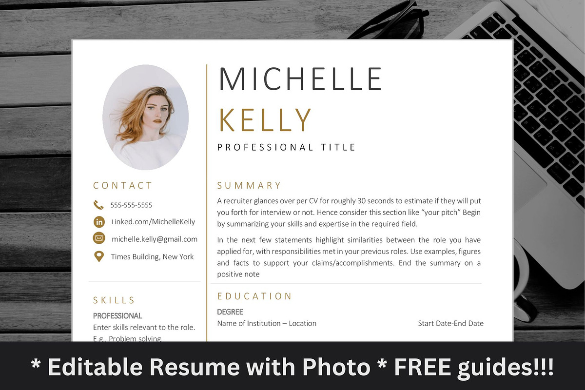 Resume/CV with Photo for MS Word, a Resume Template by The Career Lab (Photo 1 of 10)