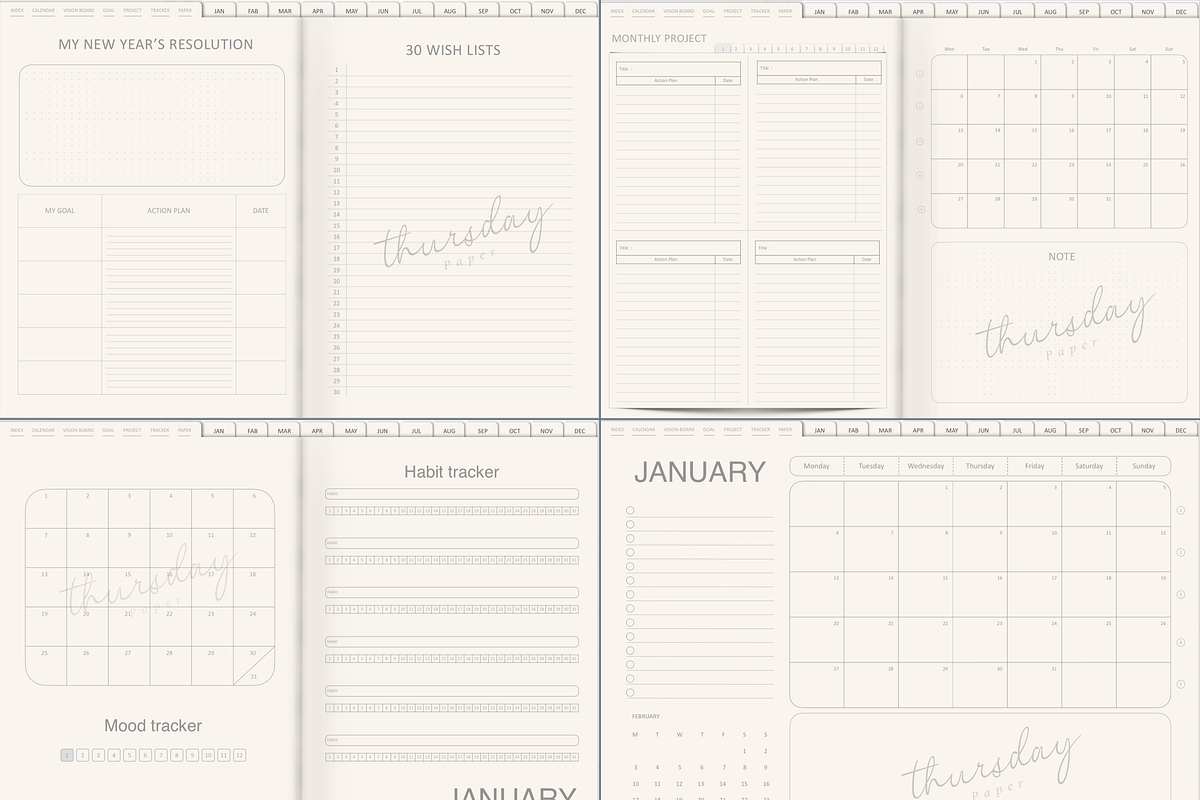 2025 digital planner with hyperlink, a Print Template by Thursdaypaper (Photo 3 of 10)