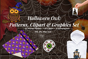 Halloween Owl Set, a Seasonal Illustration by Elatedowl (Thumbnail 1 of 13)