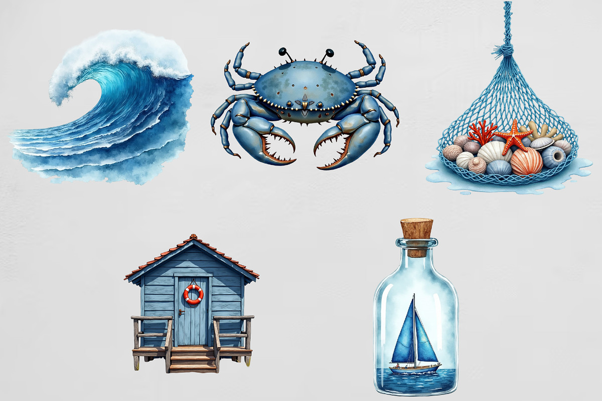 Blue Nautical Sublimation Clipart, an Illustration by CrexoraLab (Photo 3 of 4)