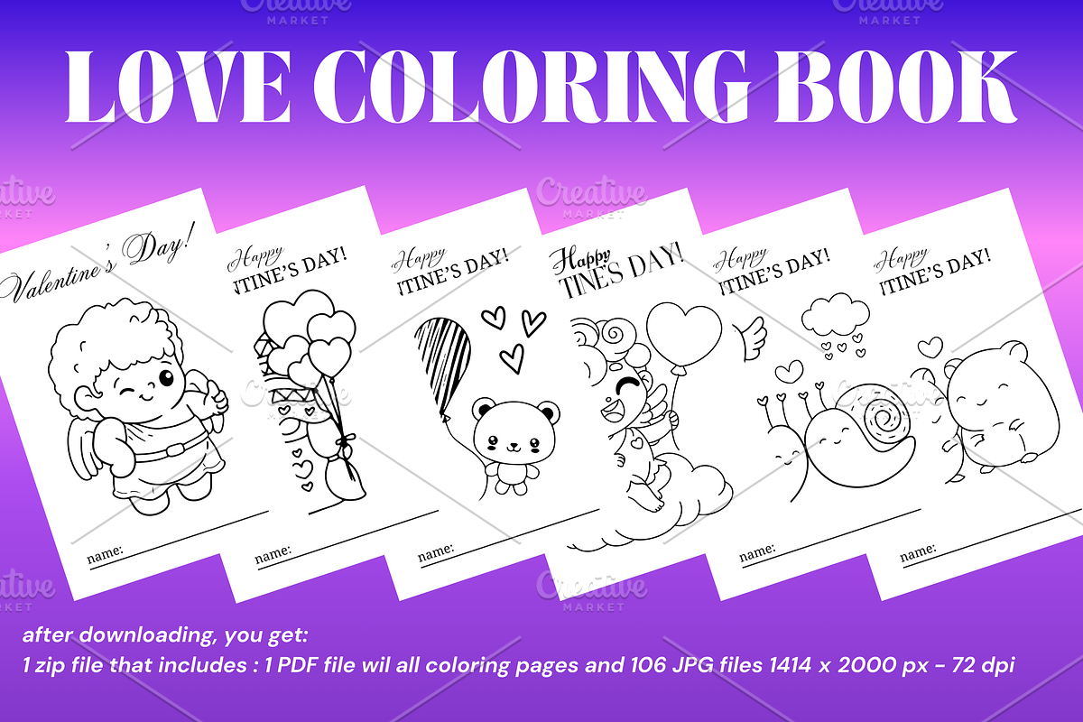 Valentine's Day Coloring Book, a Print Template by Art's and patterns (Photo 7 of 9)
