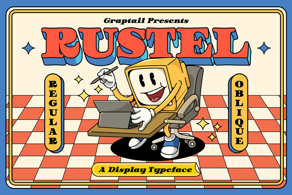 Rustel - Retro Font, a Serif Font by Graptail (Photo 1 of 7)