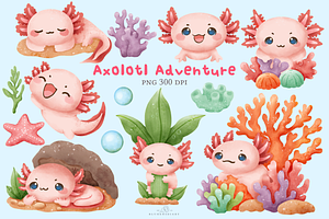 Axolotl Adventure Clipart, an Animal Illustration by Blumensdiary