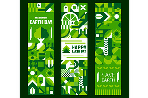 Earth day banners with green shapes, a Seasonal Illustration by Buch&Bee