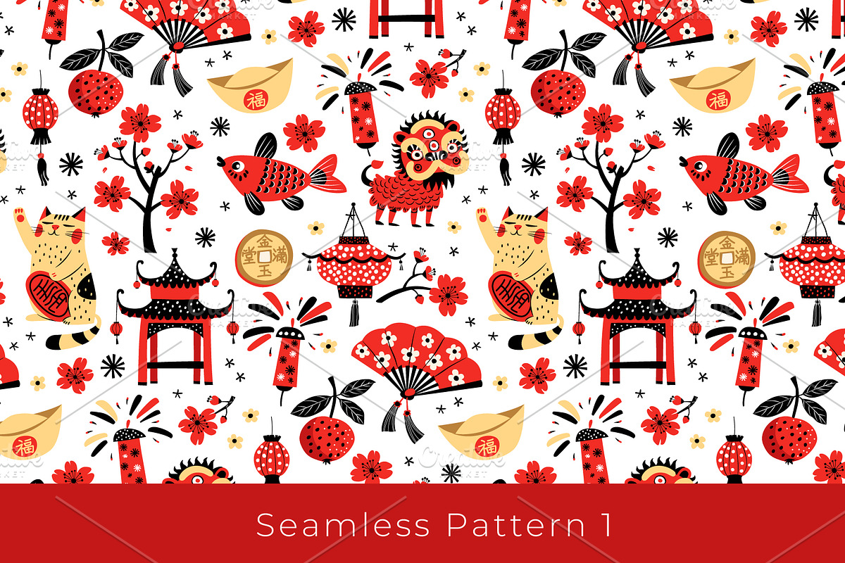 Chinese New Year Vector Collection, a Seasonal Illustration by VasilkovS (Photo 7 of 11)