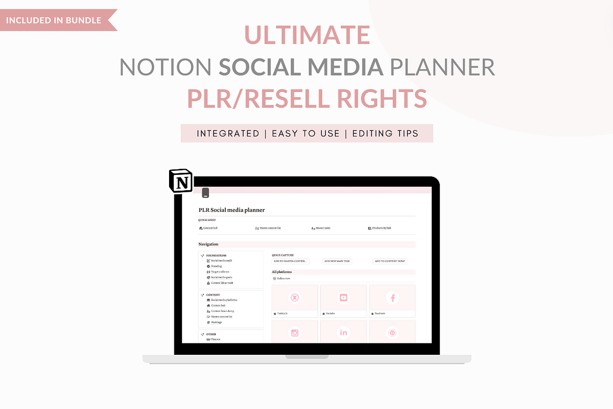 Notion template bundle dashboard, a Templates & Theme by Cate Creates (Photo 7 of 12)
