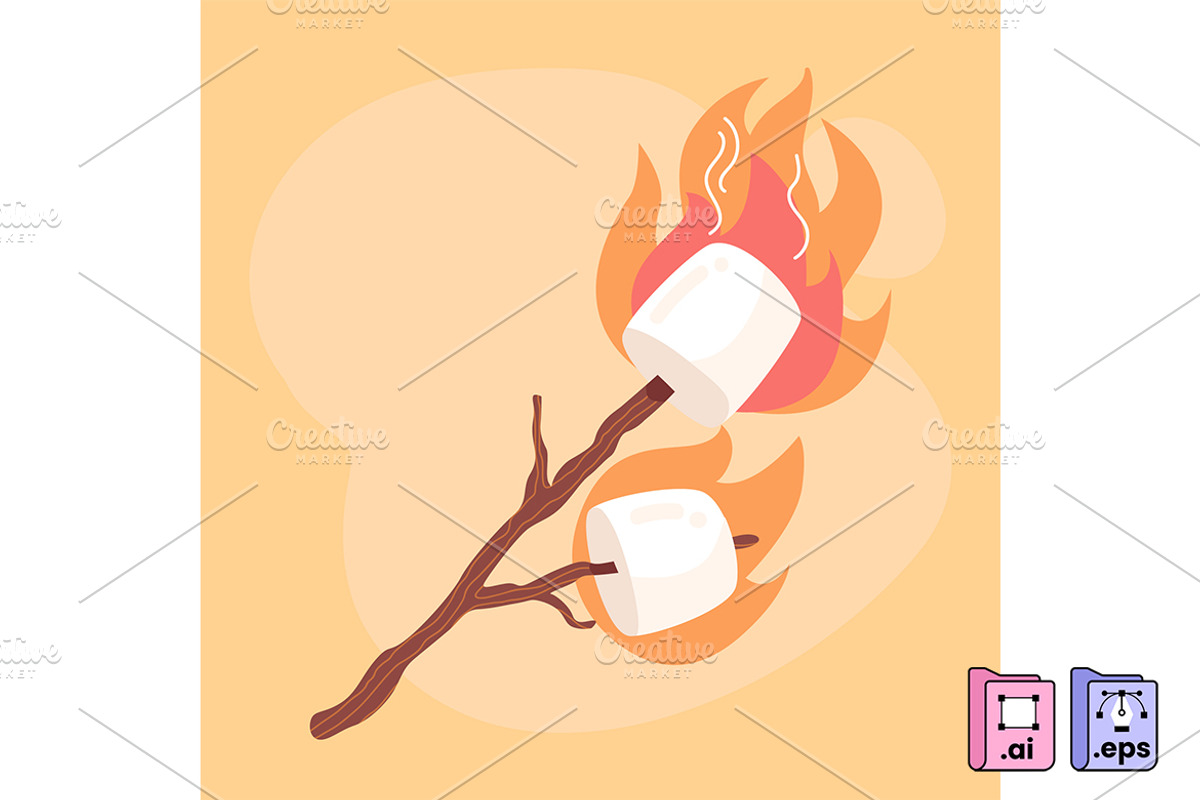 Hand Drawn Roast Marshmallow, a Food Illustration by MISS CHATZ (Photo 1 of 3)