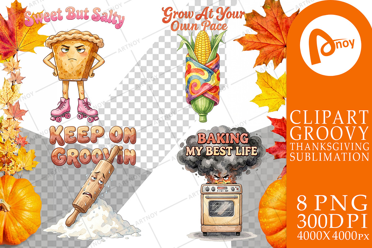 Groovy Thanksgiving Sublimation, a Seasonal Illustration by Artnoy (Photo 10 of 18)