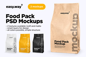 Food Bag Mockups Kraft/Matte Vers.