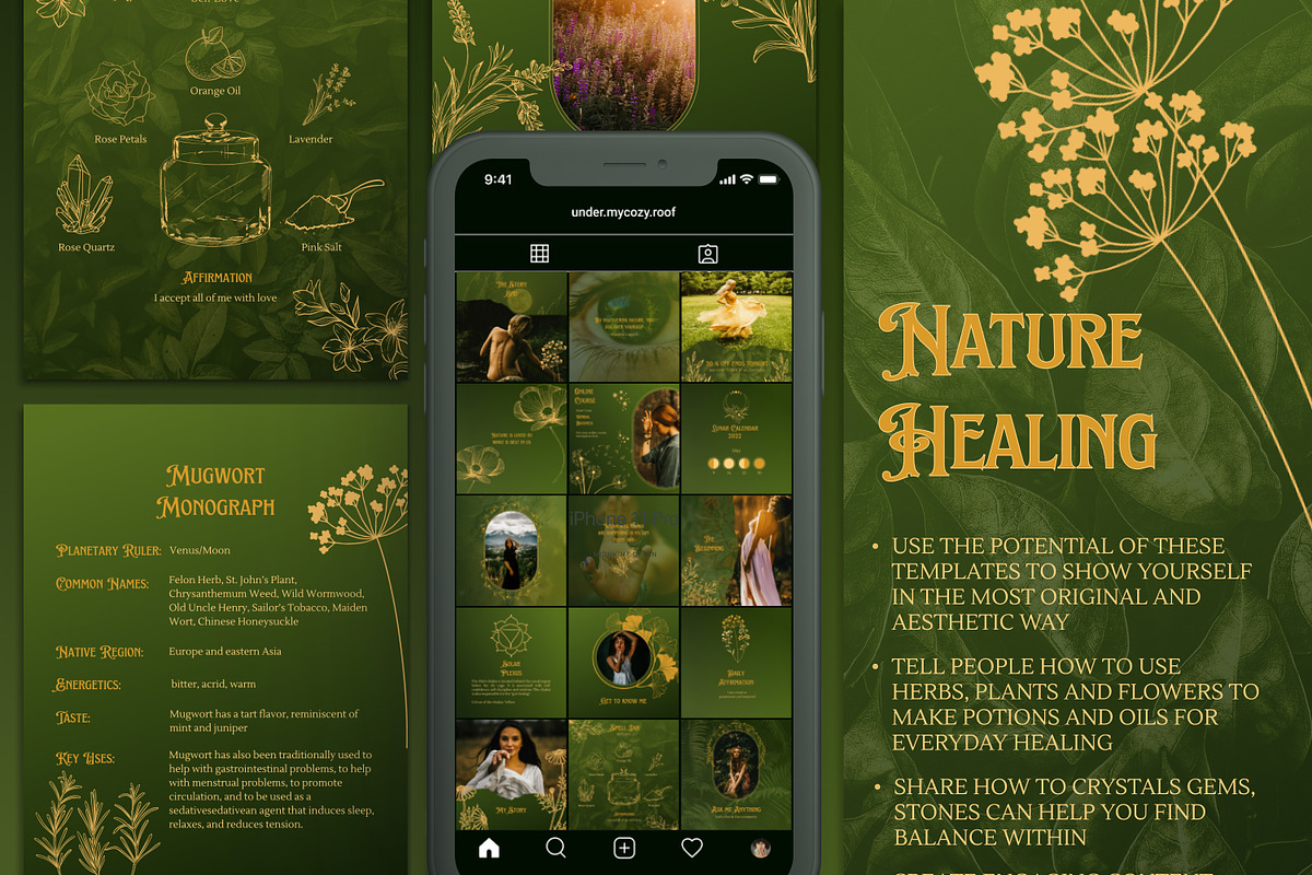 Spiritual, Herbal Instagram Posts, a Social Media Template by Under My Cozy Roof (Photo 5 of 9)