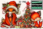 Woodland Christmas Animals Clipart, an Animal Illustration by SVGArt (Thumbnail 1 of 5)