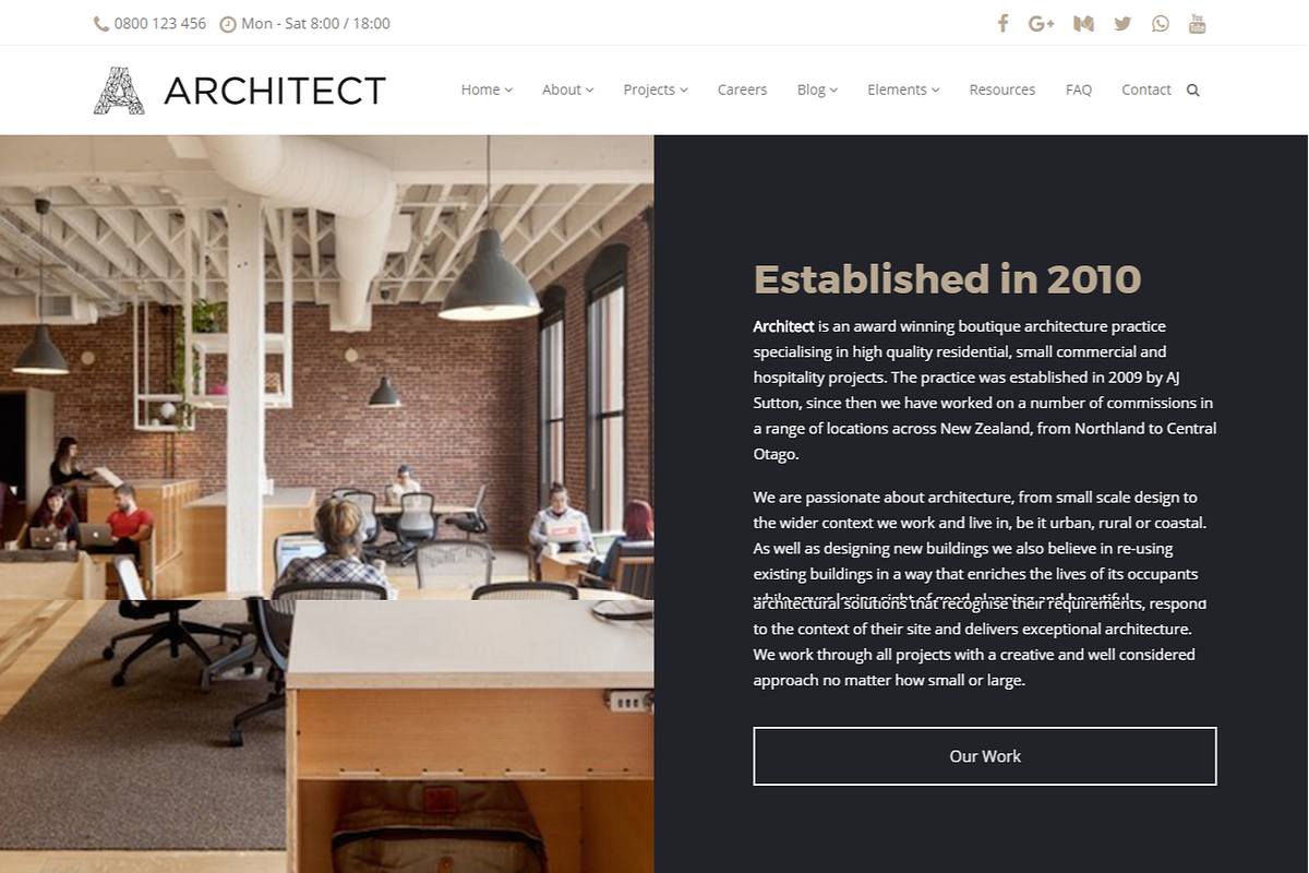 Architect WordPress Theme, a WordPress Template by Visualmodo (Photo 12 of 16)