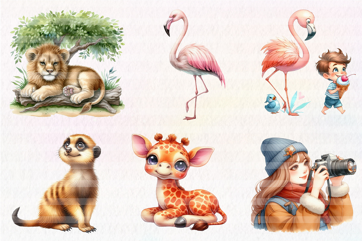 Cute Zoo Clipart, an Illustration by CreationArt (Photo 3 of 5)