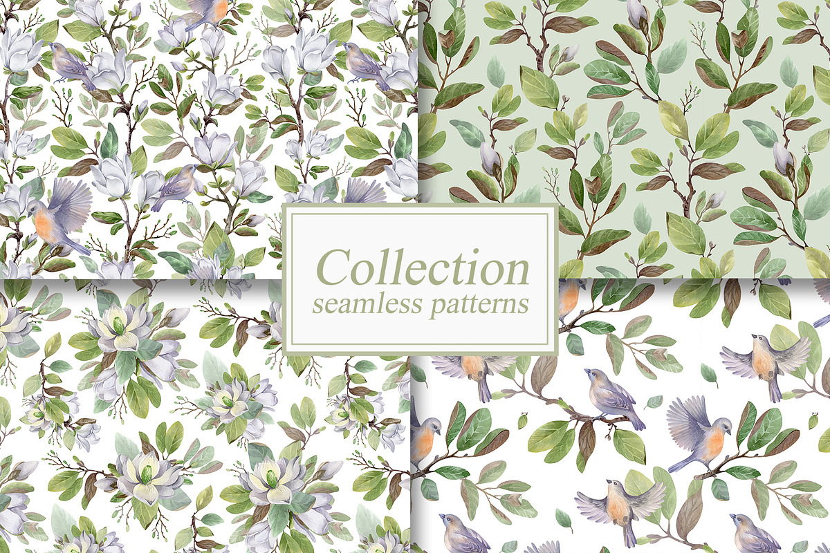Watercolor Magnolia Flower Set, a Decorative Illustration by LenArt (Photo 12 of 18)