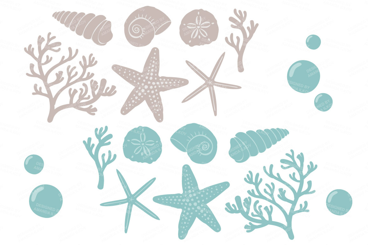 Seashells Clipart in Vintage Blue, an Illustration by Amanda Ilkov (Photo 5 of 5)