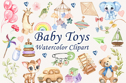 Baby Toys Watercolor Clipart