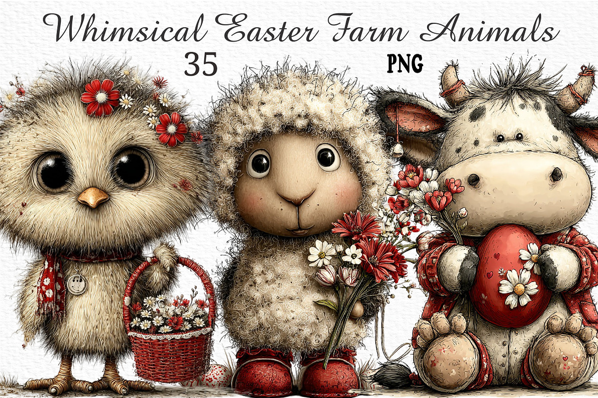 Whimsical Easter Farm Animals PNG, an Illustration by Craft Nest (Photo 1 of 11)