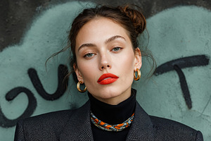 Influencer woman highlights modern fashion with vibrant urban style, a Person Photo by OSORIOartist