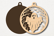 Spooky Ghost Tree Ornament SVG, a Work Illustration by Digital Artistic99 (Thumbnail 2 of 4)