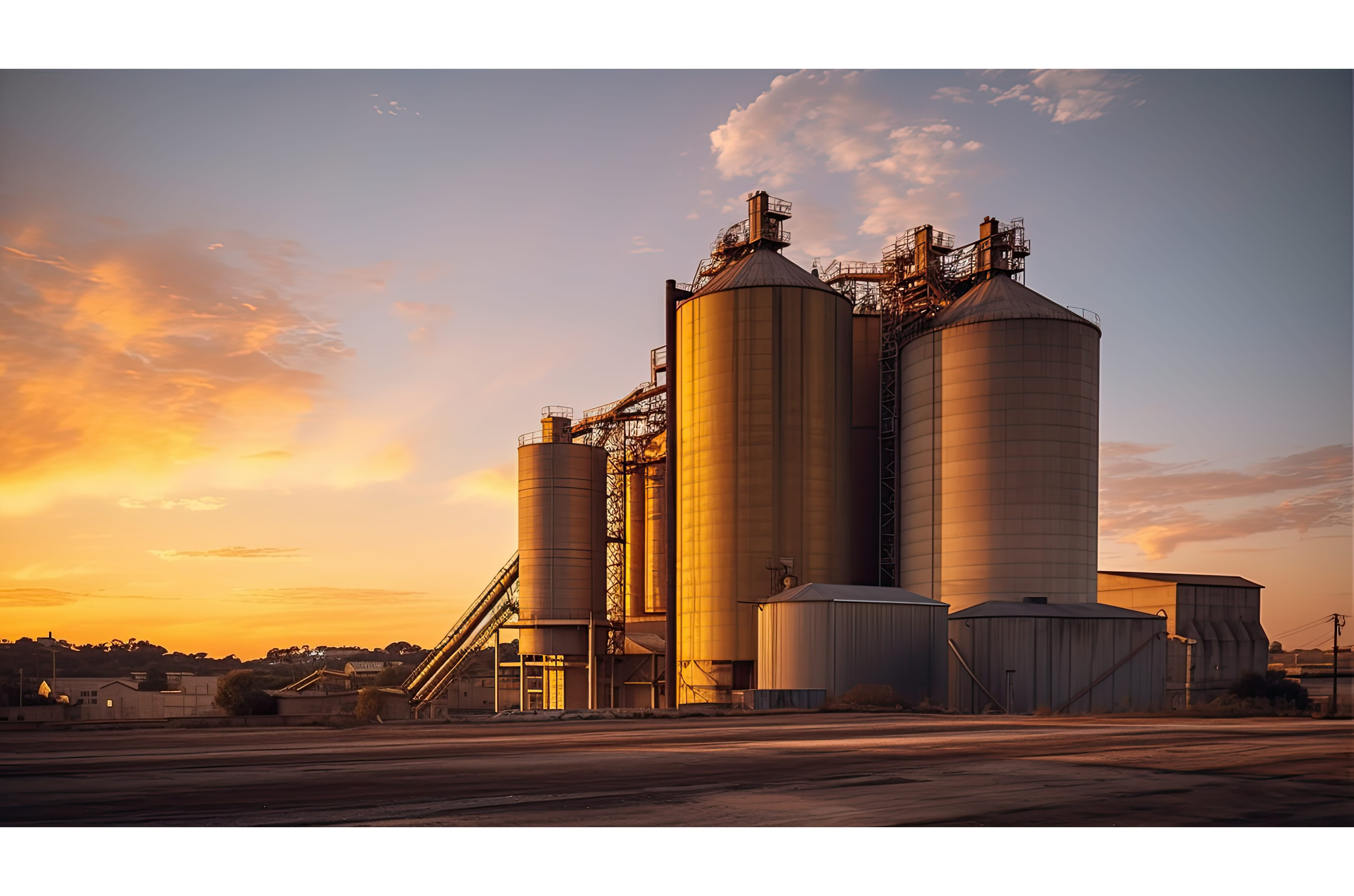 golden silo Cement Factory ai, a Background Photo by pikepicture