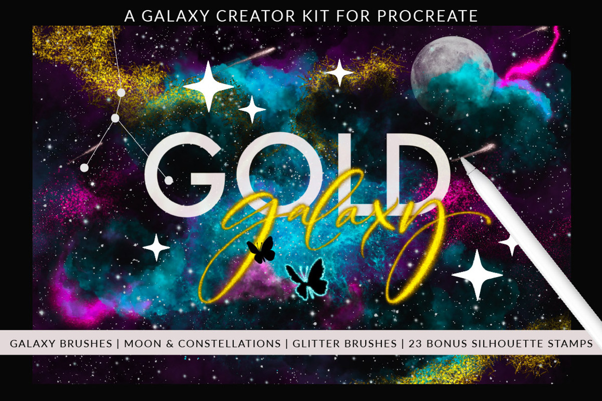 Galaxy Creator Kit for Procreate, a Brush Add-On by theinkaffair (Photo 1 of 9)