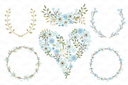 Soft Blue Vintage Vector Flowers, an Illustration by Amanda Ilkov (Thumbnail 3 of 4)