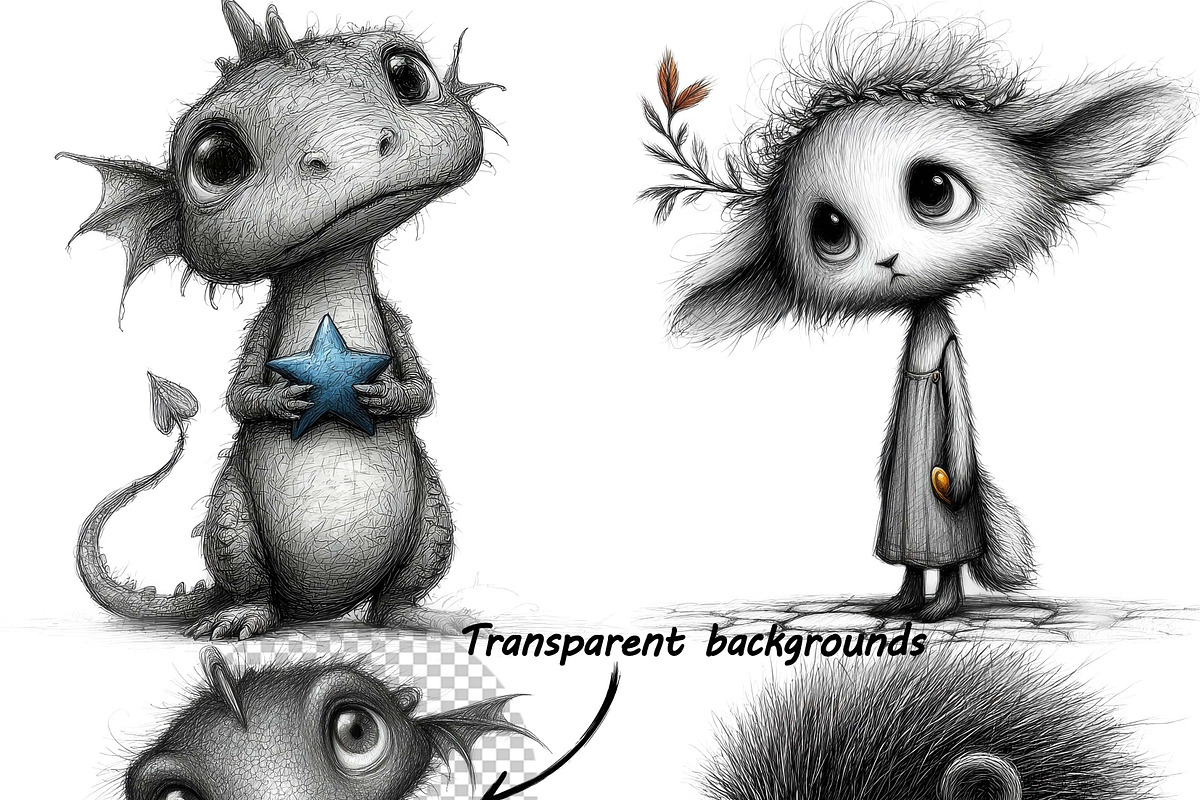 Whimsical Animal Valentine Line Art, an Illustration by one-touch (Photo 8 of 8)
