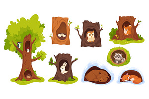 Animals inside hollows. Forest, a Graphic by Stock-Smart-Start