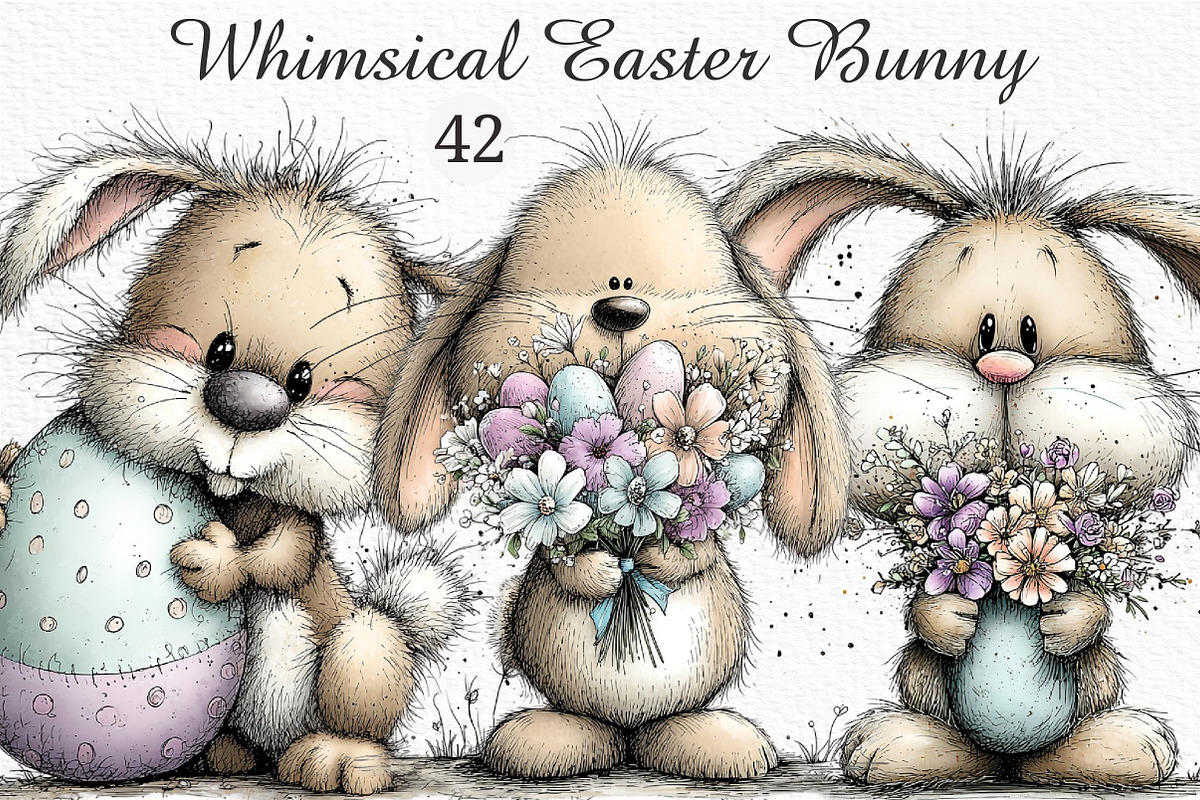 Whimsical Easter Bunny Clipart, an Illustration by Craft Nest (Photo 1 of 11)