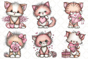 Whimsical Valentine Cat Clipart, an Illustration by Black Bird Studio (Thumbnail 4 of 6)