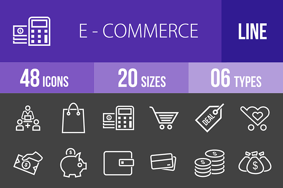48 Ecommerce Line Inverted Icons