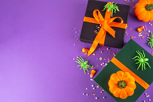 High colored bright Halloween greeting card background, Hallowee