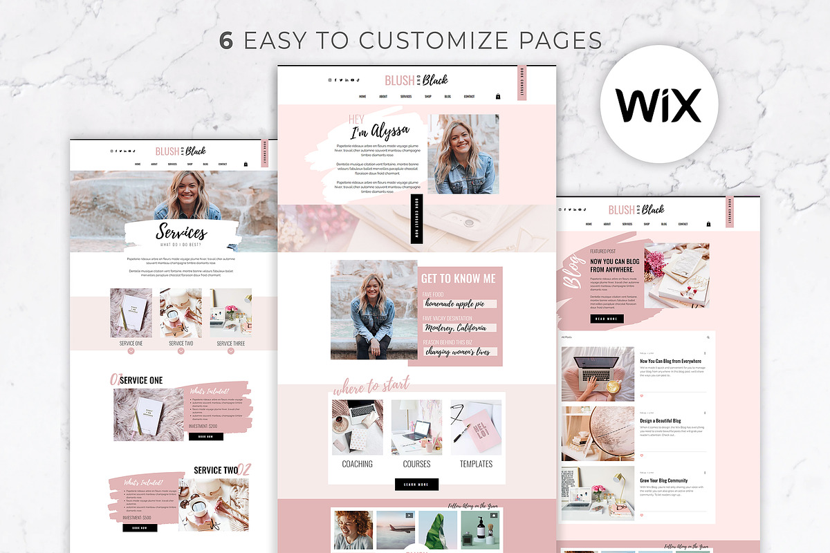 Wix Website Template | Blush & Black, a Wix Template by Thirty One Palms Studio (Photo 2 of 6)