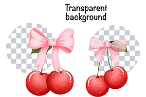 Cherry Coquette Bow PNG Clipart