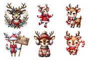 Cute Christmas Reindeer Clipart PNG, an Illustration by SinaCreation (Thumbnail 3 of 7)