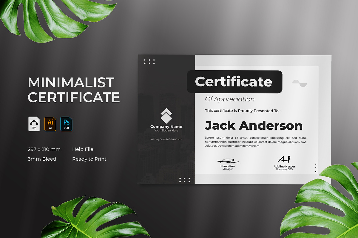 Minimalist - Certificate, a Print Template by VUNIRA
