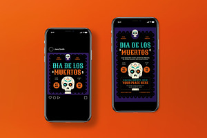 Flat Dia De Los Muertos Flyer Set