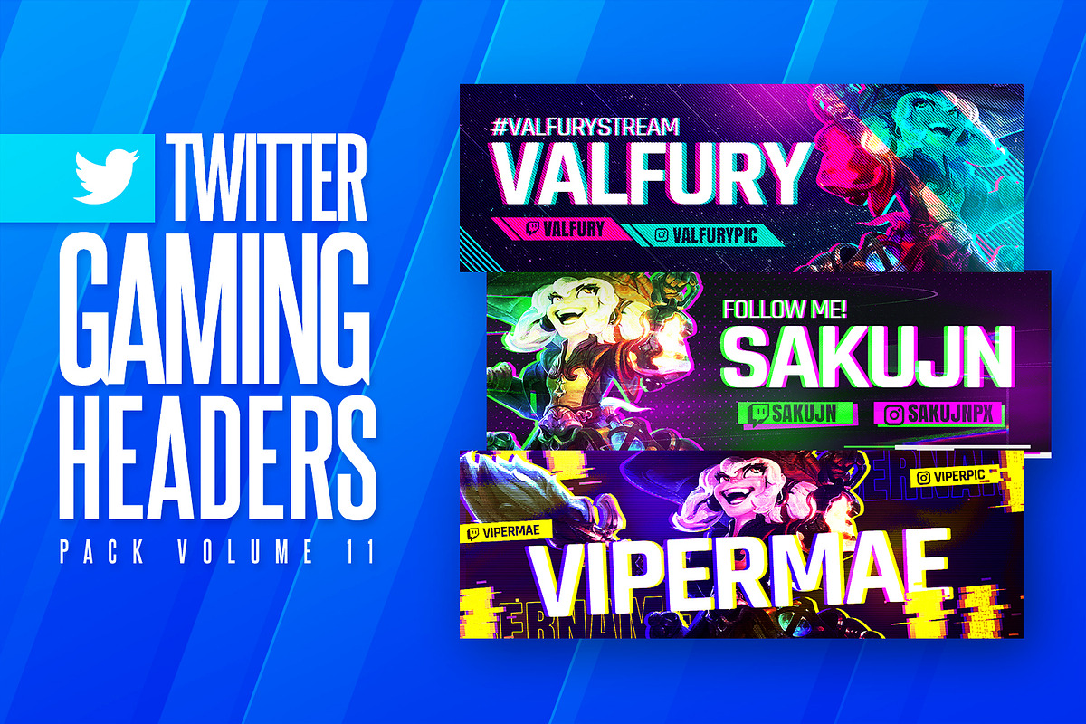 Gaming Twitter Headers Pack 11, a Social Media Template by Odin_Design