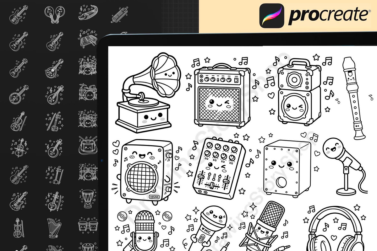 120 Music Instrument Procreate Stamp, a Brush Add-On by DrawingStoryShop (Photo 6 of 6)