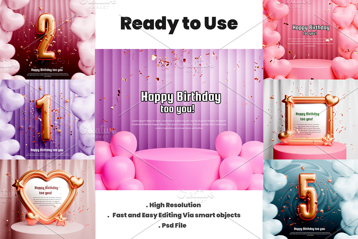 Birthday Mockup PSD file., an Advertising Mockup by samsulpassive (Photo 2 of 4)