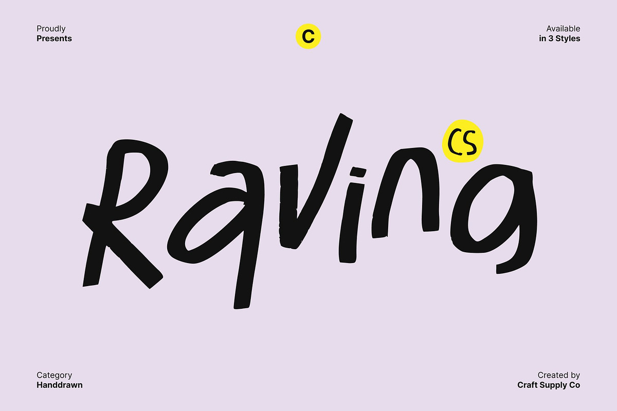 CS Raving – Messy Handwritten Font, a Handwritten Font by Craft Supply Co. (Photo 1 of 8)