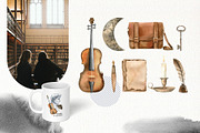 Dark Academia watercolor clipart set, an Education Illustration by Color Hugs Art (Thumbnail 4 of 10)