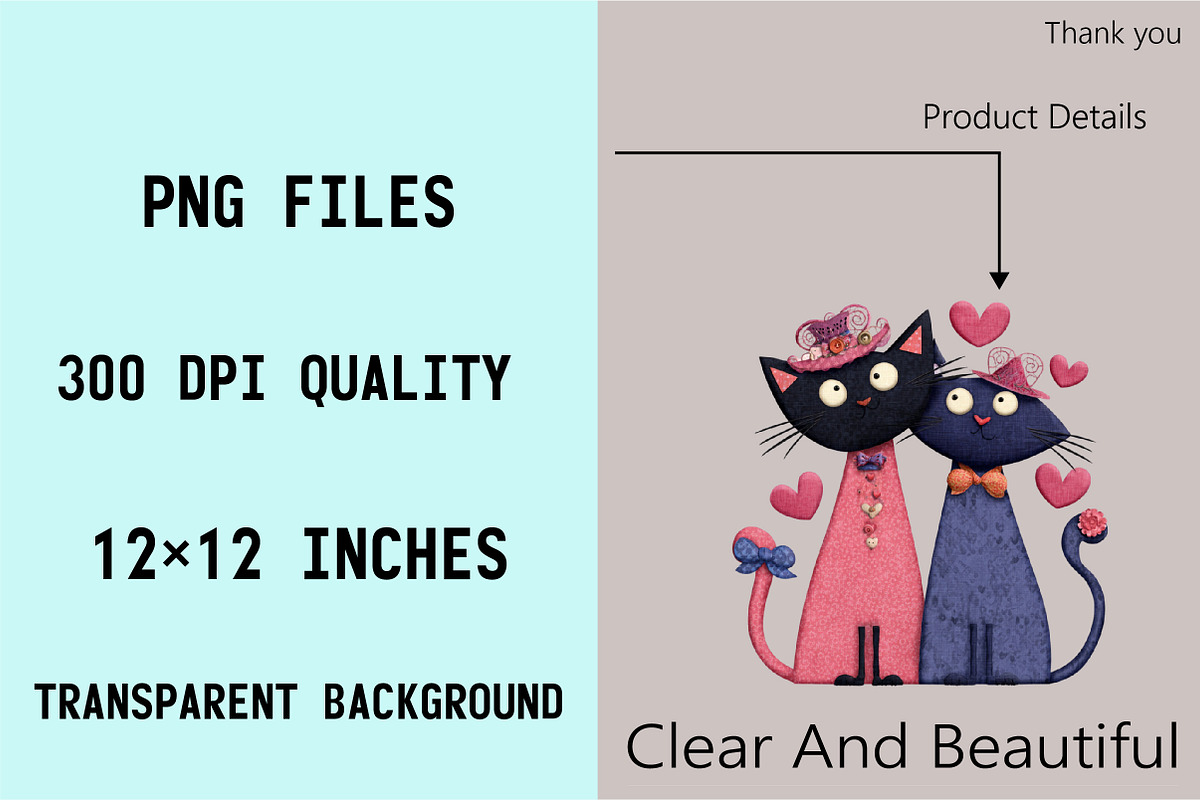 Quirky Valentines Cats Clipart  Bund, an Illustration by SVGArt (Photo 4 of 8)