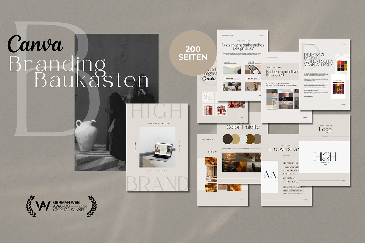 Canva Aesthetic Branding Templates, a Branding & Logo Template by highbrandclub (Photo 1 of 9)