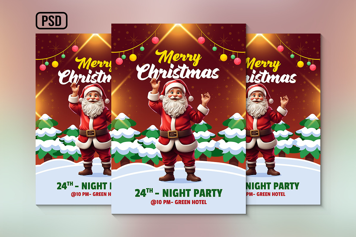 Christmas funny night party poster, a Flyer Template by Black Spade Design