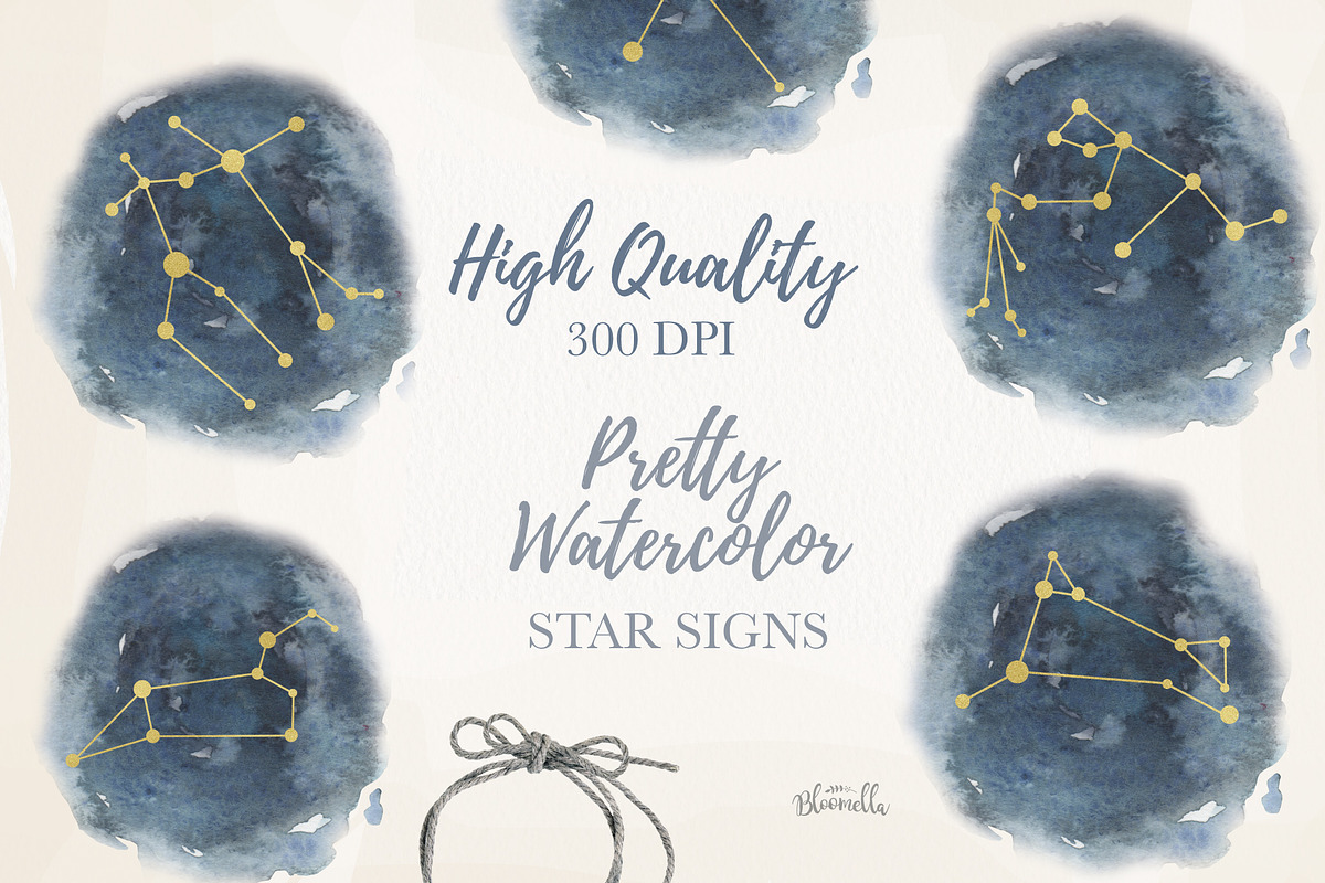 Star Signs Set Watercolor Astrology, an Illustration by Bloomella (Photo 6 of 7)